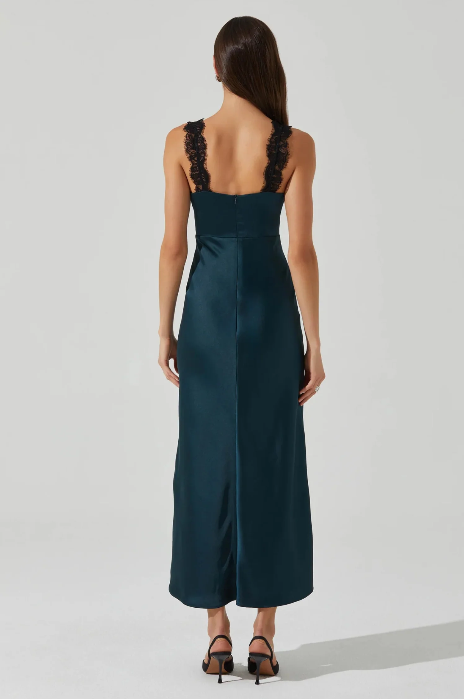 Eirene Satin Lace Trim Dress - Intensery