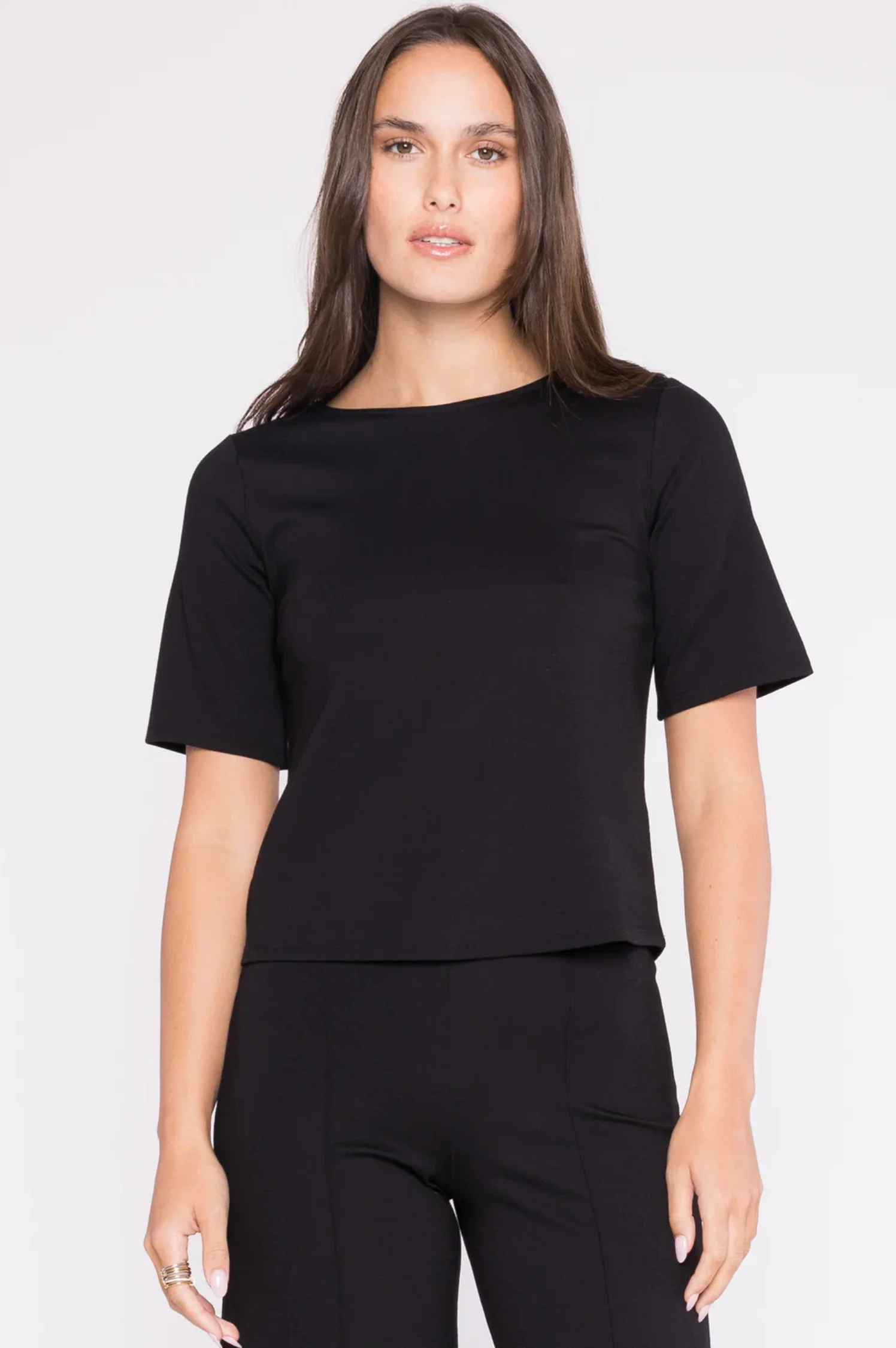 Ponte Knit Short Sleeve Top Extended - Intensery