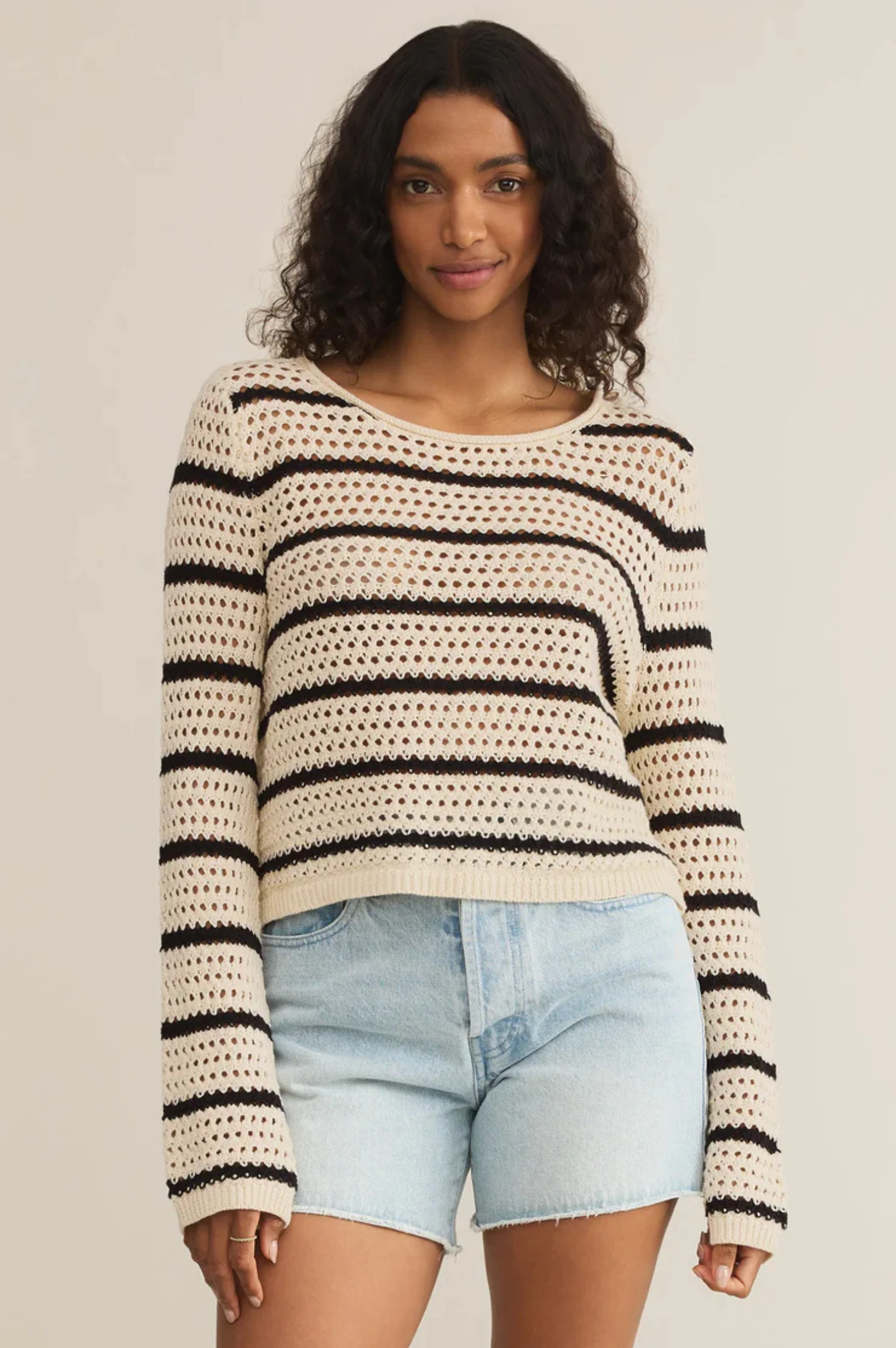 Kit Stripe Crochet Sweater - Intensery