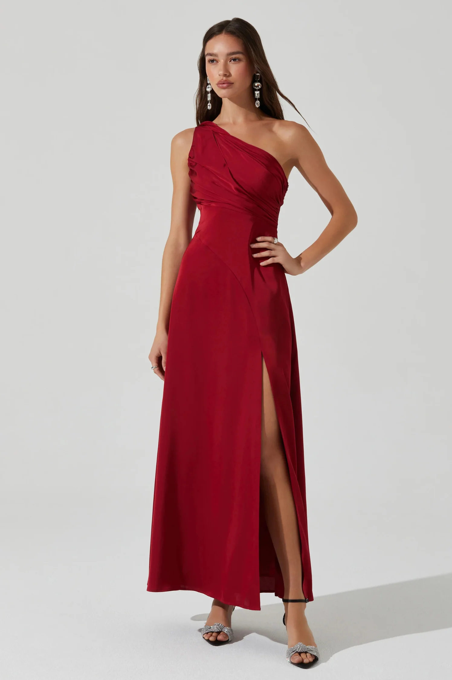 Atoila One Shoulder Satin Maxi Dress - Intensery