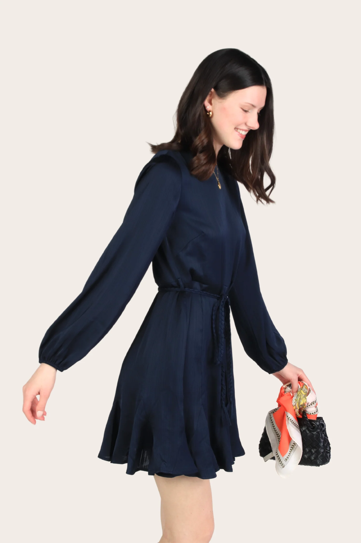 Demi Godet Dress with Braided Belt - Intensery